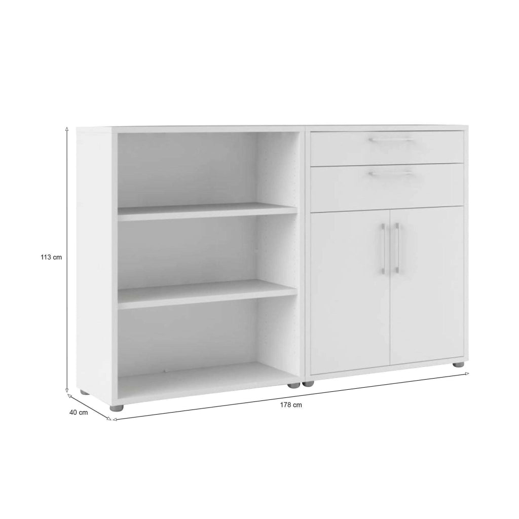 Credenza Albinea, Buffet da soggiorno, Madia da salotto, Dispensa da cucina, 178x40 h113 cm, Bianco