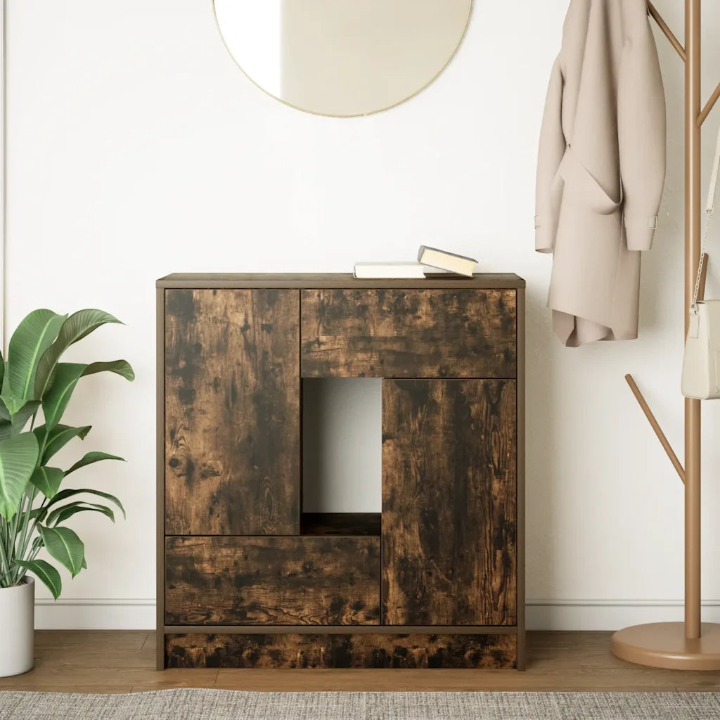 Credenza con Cassetti e Ante Rovere Fumo 70,5x34x74,5 cm 861845