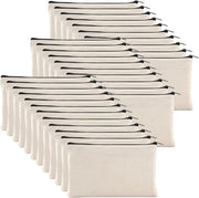 Borse di stoffa con cerniera - borse da trucco multifunzionali - 32 pezzi - bianco - 20,3 x 12,7 cm