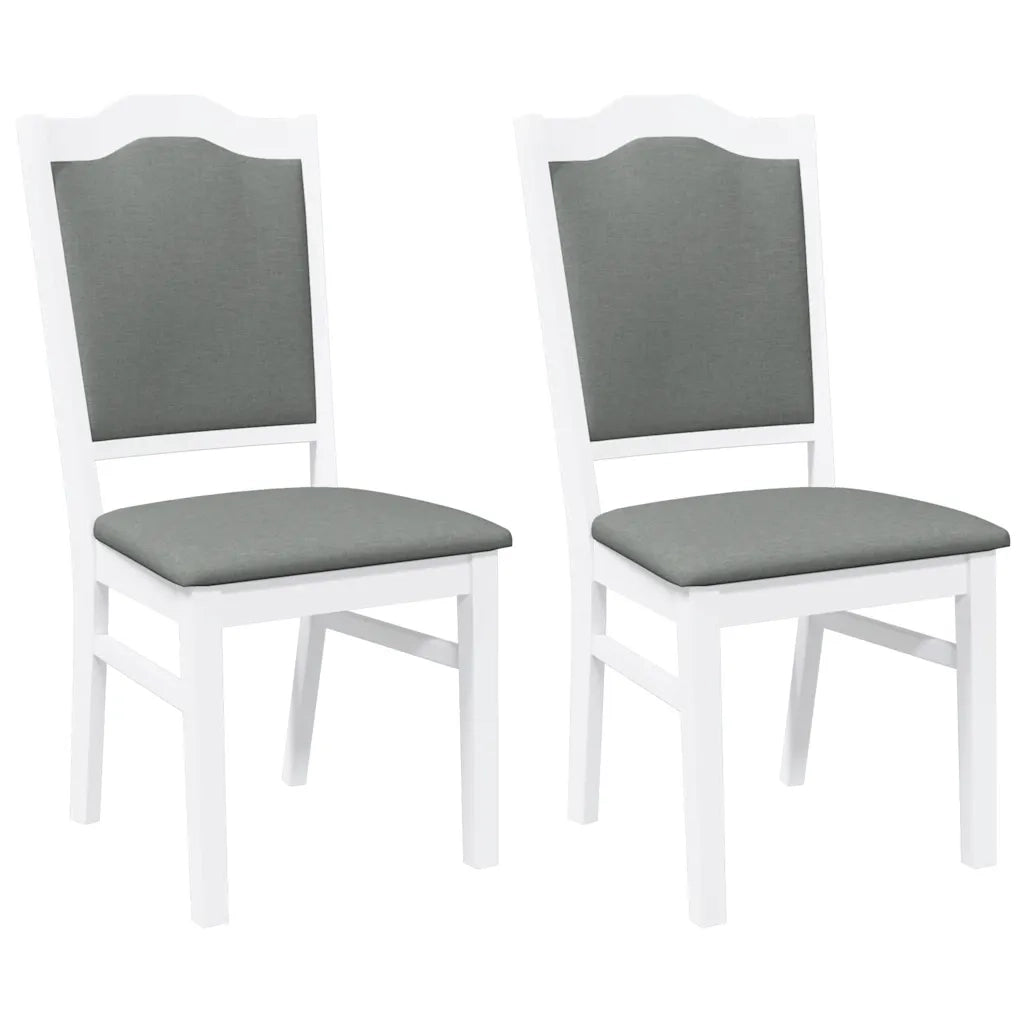 Sedie da Pranzo con Cuscini 2 pz Bianco Legno Massello di Hevea