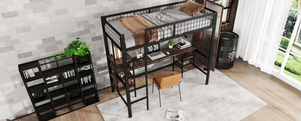 LETTO a castello 90x200 cm in metallo e legno nero
