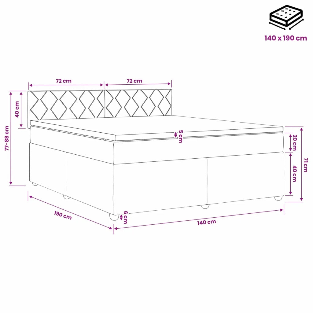 Letto box spring con materasso Grigio Chiaro 140 x 190 cm 3451679