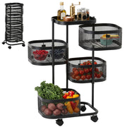 Carrello da cucina rotante con 4 ripiani ¨C zephmum ¨C 33x33x77 cm nero