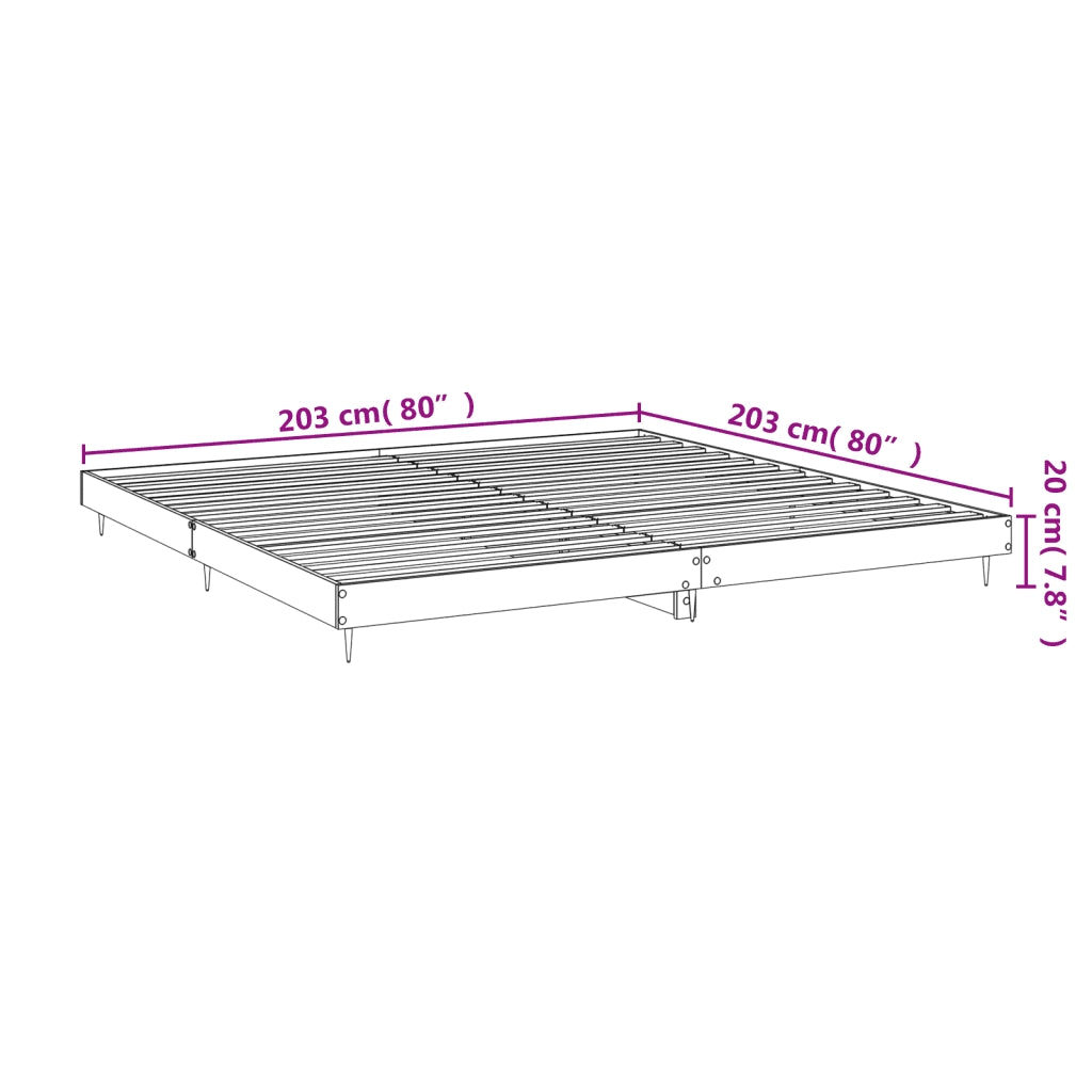 Giroletto senza Materasso Rovere Fumo 200x200 cm in Truciolato 832114