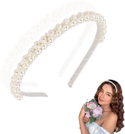 Bande di capelli con perle per donne, perle artificiali bianche, moda capigliature con perle artificiali per donne e ragazze, per uso quotidiano, appuntamenti, feste