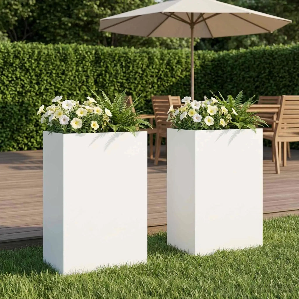 Vaso da giardino 2 pz Bianco 40 x 30 x 75 cm 8005501