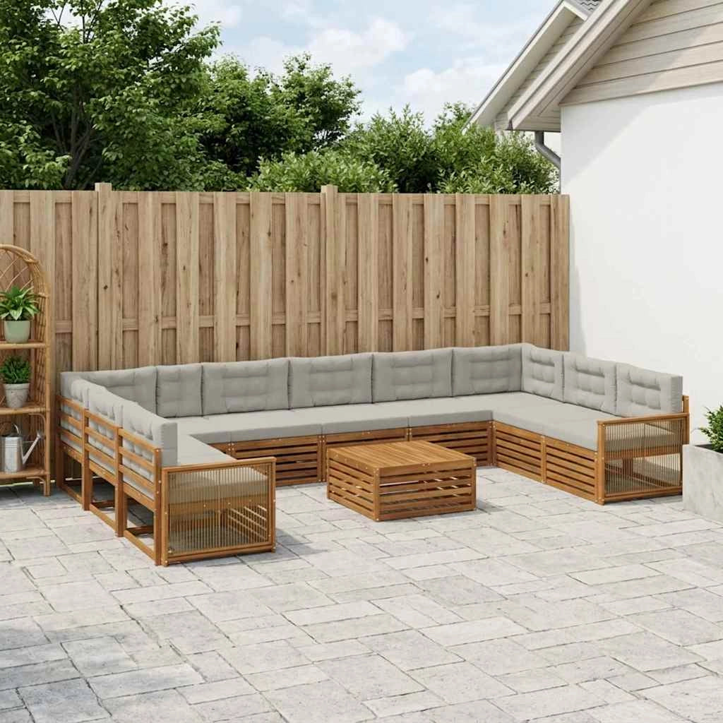 Set divani 11 pz Legno di Acacia Massello 3383929