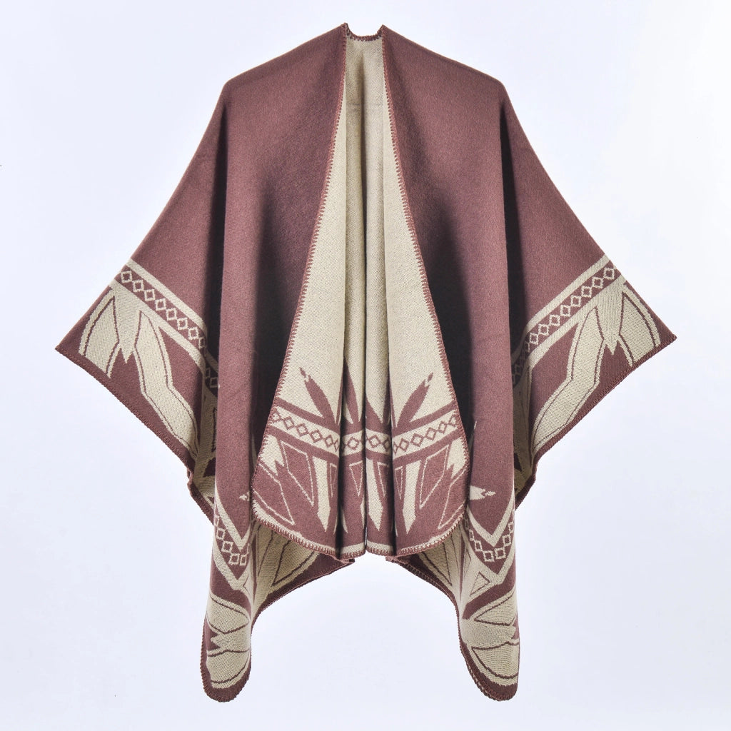 Nuovo scialle a mantella in cashmere spesso con spacco