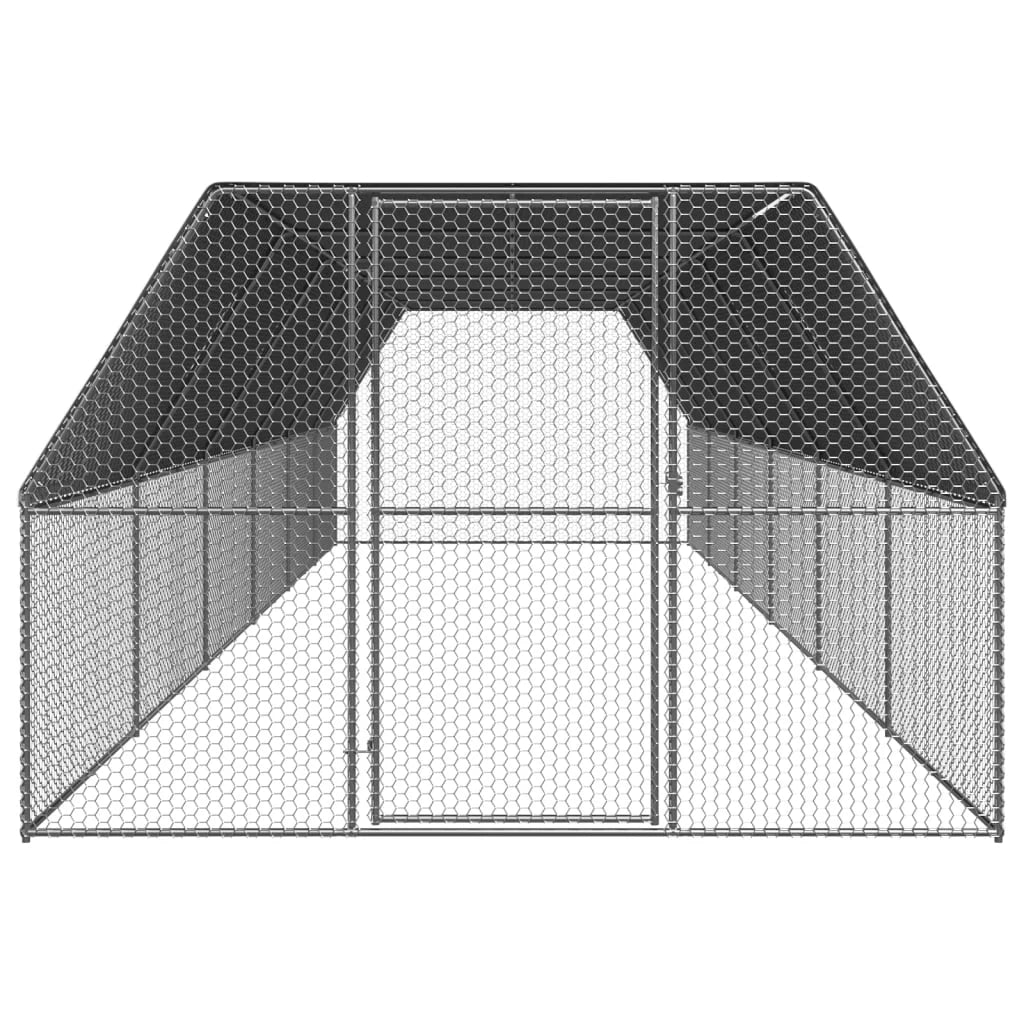 Pollaio da esterno 3 x 12 x 2 m acciaio zincato tetto in PE 02_0001693