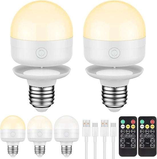 2 pezzi di lampadine elettriche ricaricabili con telecomando, timer e 3 temperature di colore - lampadina elettrica ricaricabile magnetica su batterie E27