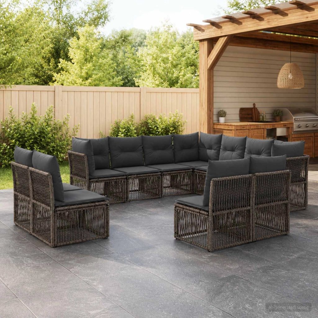 Set Divano da Giardino 11 pz Grigio polyrattan 3434258