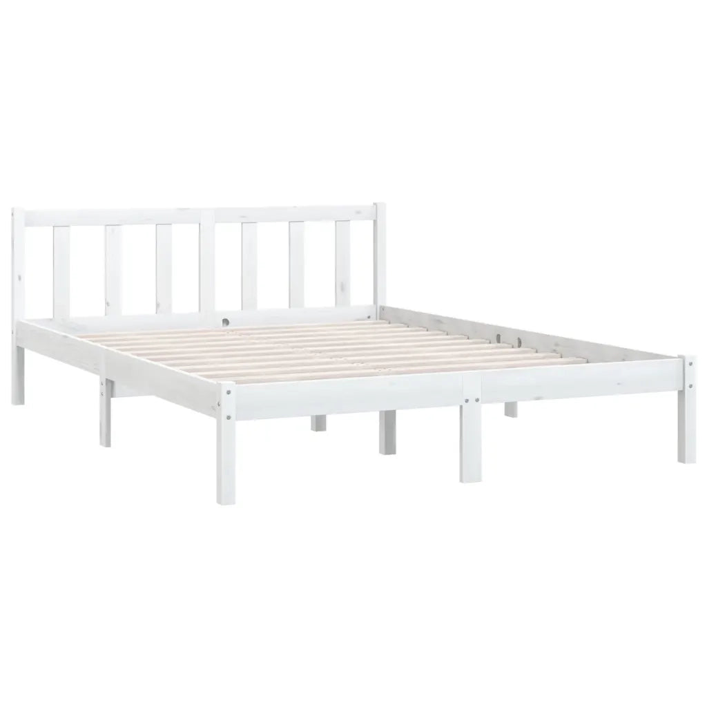 Giroletto-Struttura Letto Bianco in Legno Massello di Pino 140x200 cm 804817