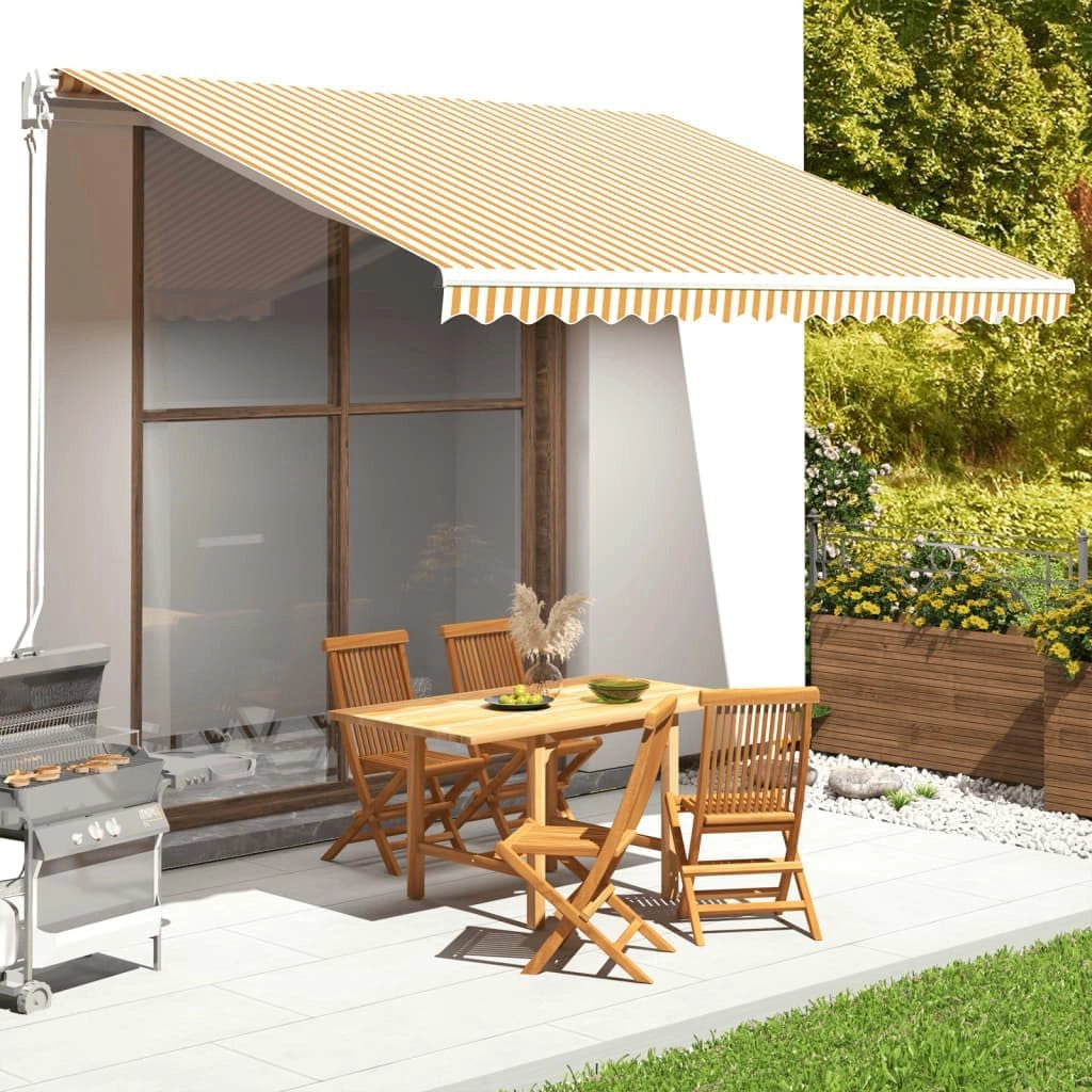 Tenda Da Sole Da Esterno A Bracci Avvolgibile 295X200 Cm Gialla/bianca