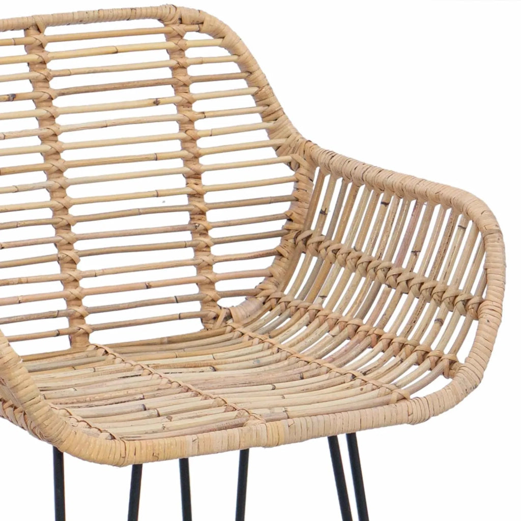Sedia da Bar 2 pcs Naturale 55 x 52 x 92 cm Rattan e Ferro 42011552