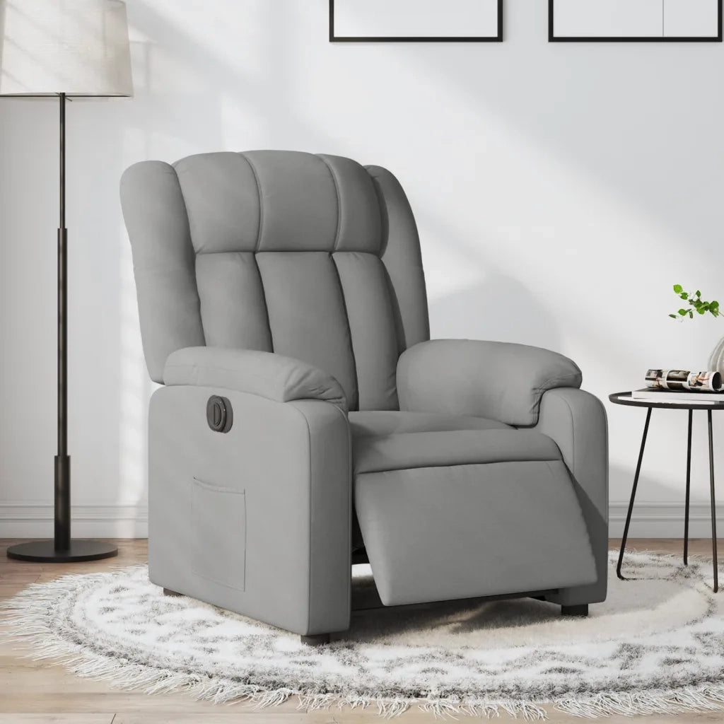 Poltrona | Sedia Relax Elettrica Reclinabile Grigio Chiaro in Tessuto