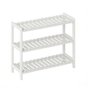 Scarpiera a 3 ripiani - per ingresso - in MDF e legno - 70×26×57.5 cm - bianco