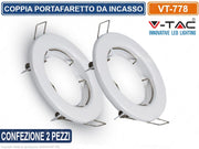 V-TAC VT-778 2 PORTAFARETTI FISSI ROTONDI DA INCASSO PER LAMPADINE GU10 E GU5.3 - SKU 3584