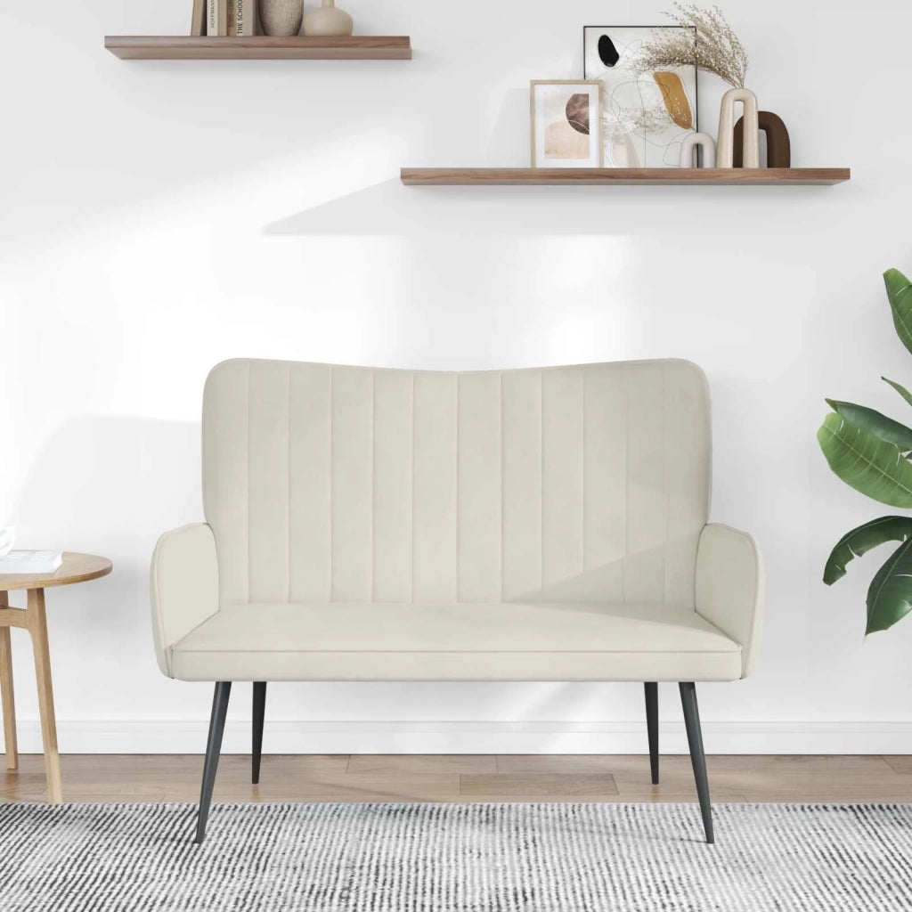 Sofa a Due Posti Crema 115 x 61 x 87 cm Velluto