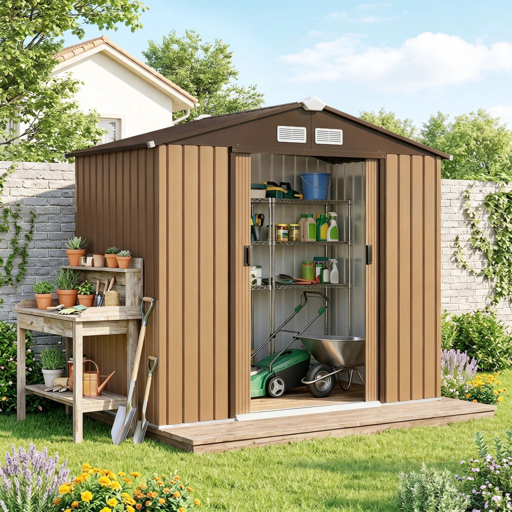 Casetta da Giardino Portautensili ¨C Zephmum ¨C Giallo 213x130x185 cm