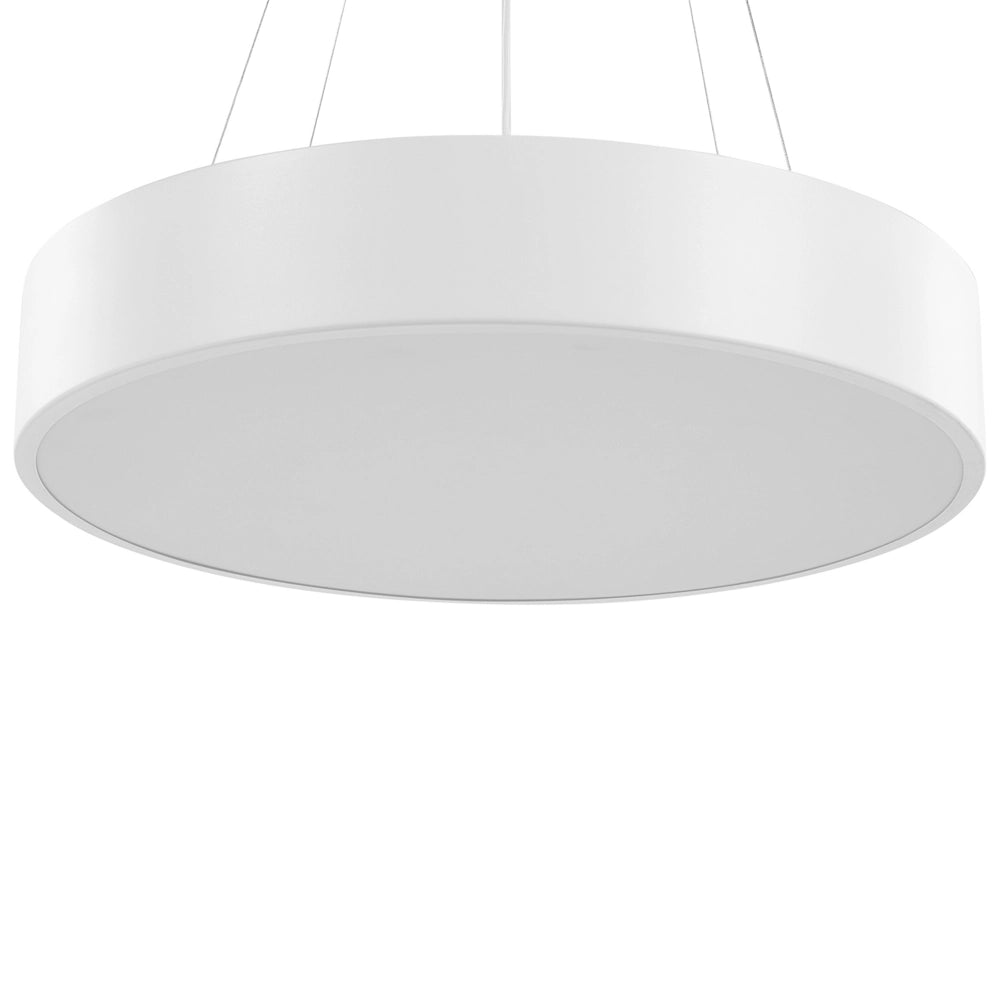 Lampada a sospensione in acciaio bianco con luci a LED integrate in acrilico Anello tondo a sospensione con illuminazione moderna