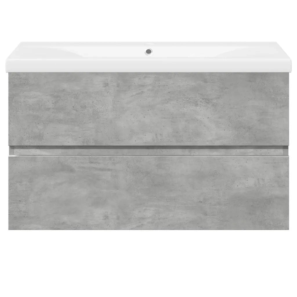 Set Mobili da Bagno 2 pz Grigio Cemento in Legno Multistrato