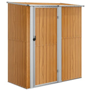 Casetta da giardino cabina ripostiglio casetta da esterno robusta casetta per attrezzi 180,5 x 97 x 209,5 cm acciaio zincato effetto legno marrone 02_0022160