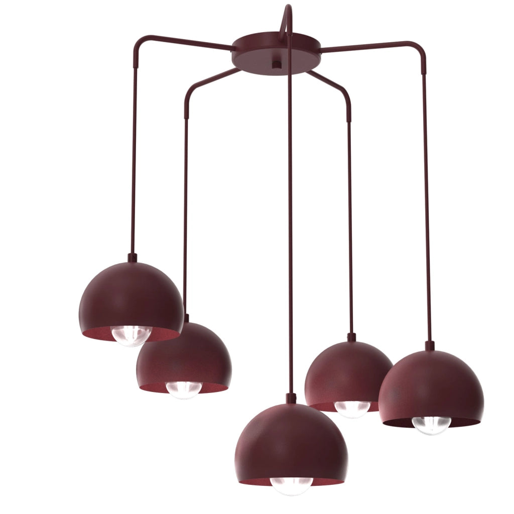 Lampada sospesa Sool 5xE27 bordo acciaio Luminex