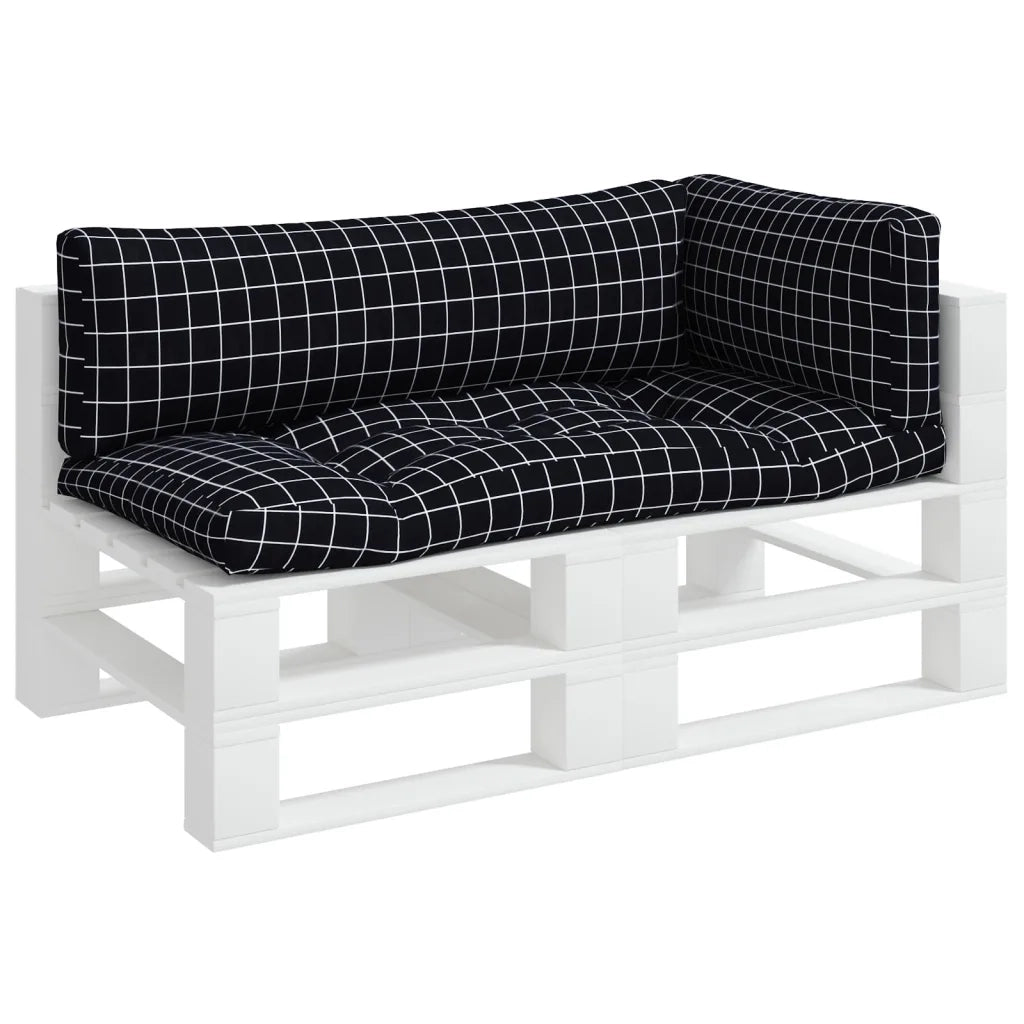 Cuscini per Pallet 3 pz | Cuscini per sedie Motivo a Quadri Nero in Tessuto Oxford