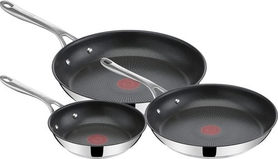 Set di pentole in acciaio inossidabile 3 pentole con sigillo di titanio e termosensore, antiaderente, profonda forma, facile da pulire, diametri 20/24/28 cm