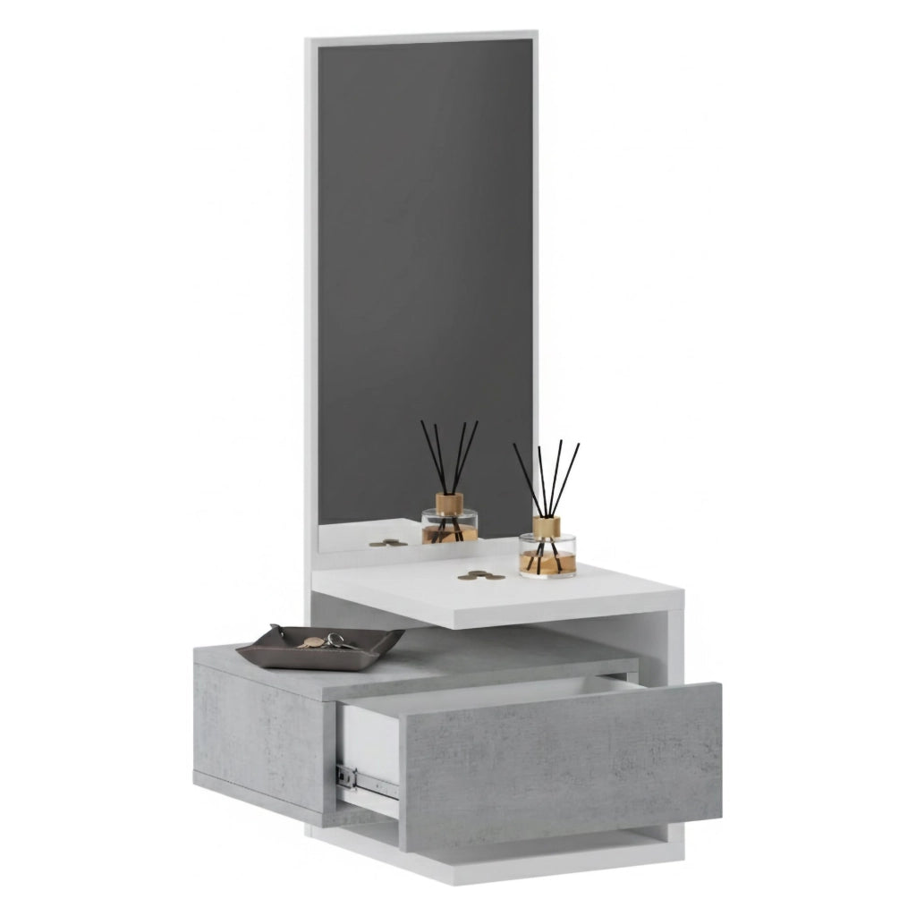 Tesero, Mobile da Ingresso Specchio Incluso, 43x32x90h cm Bianco
