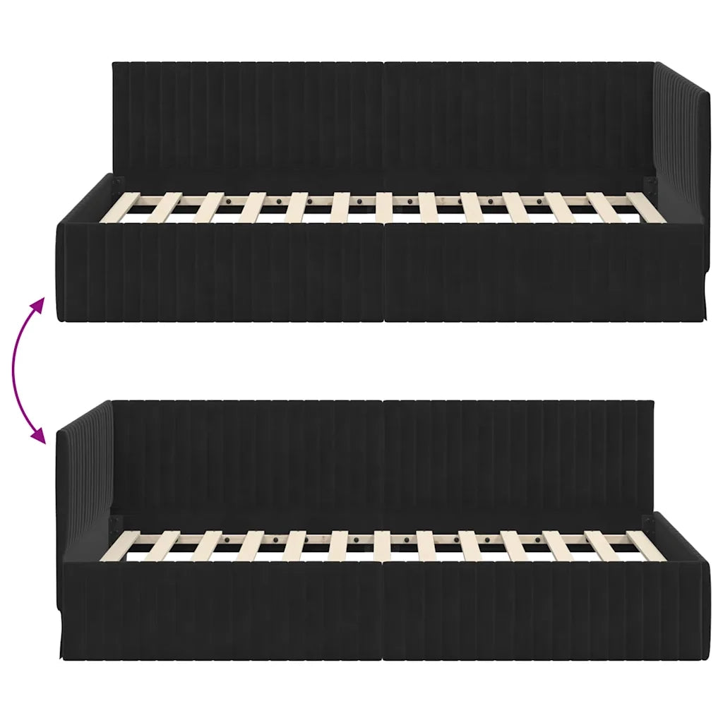 Cornice del letto ad angolo Nero 100 cm x 200 cm Velluto 42016281