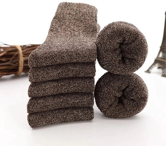 5 paia di calze calde per uomo, calze termiche in pile soffici - dono di Natale per uomo, misure 37-45, marrone