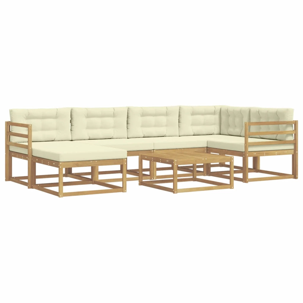 Set di divani da esterno 7 pcs Bianco e Crema