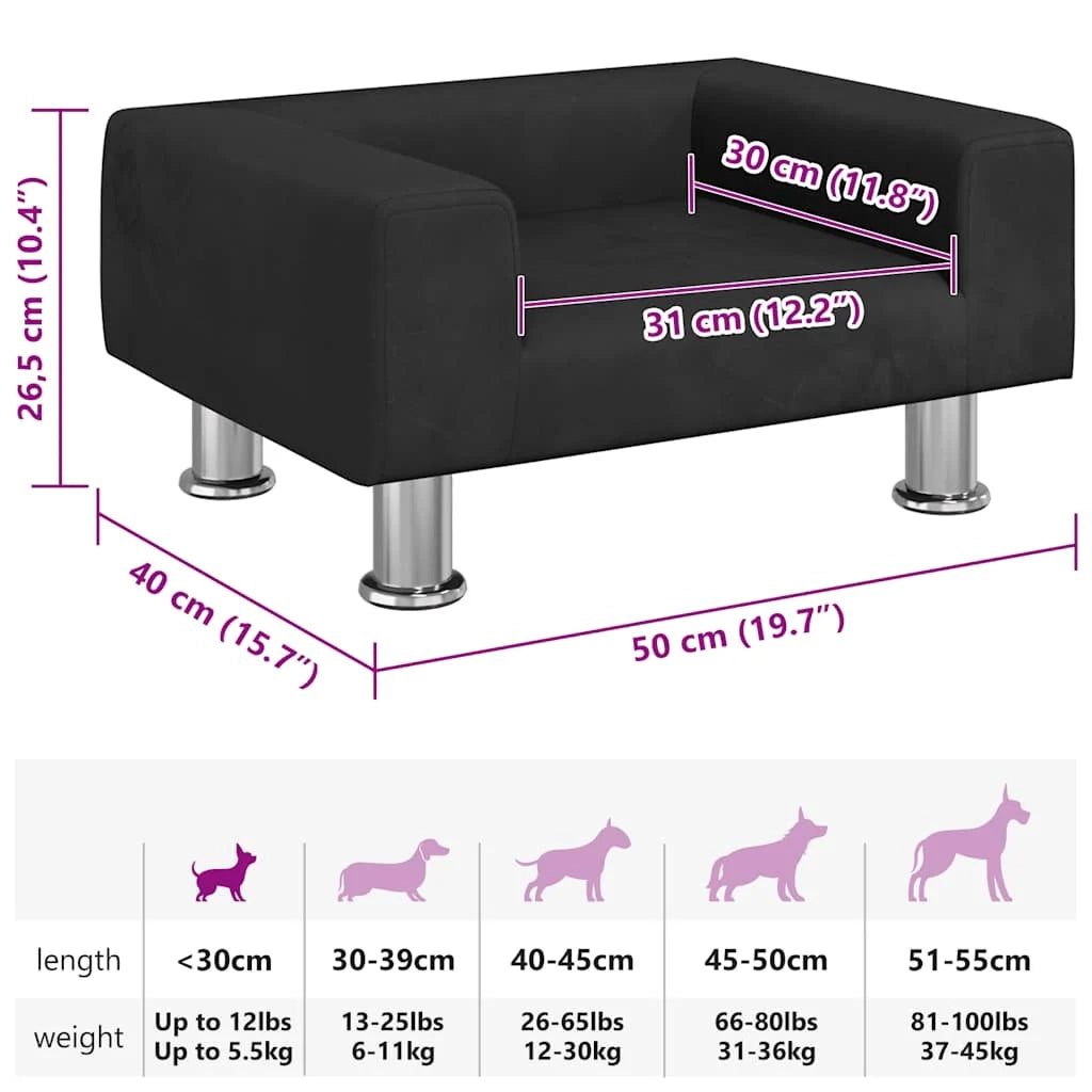 Cuccia per cani comoda 50 x 40 x 26,5 cm velluto nero 02_0042667