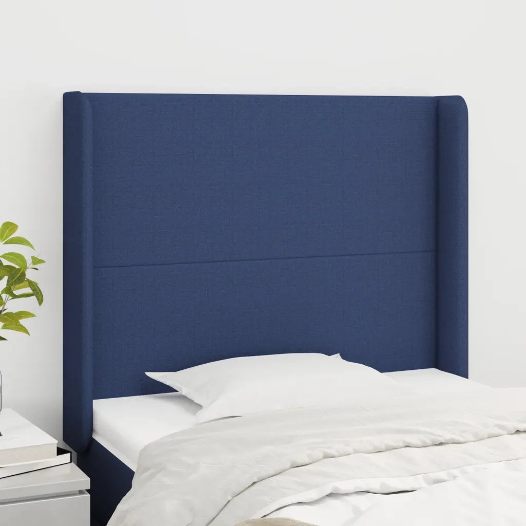 Testiera ad Orecchio-Testata con Orecchie Blu 93x16x118/128 cm in Tessuto 507552