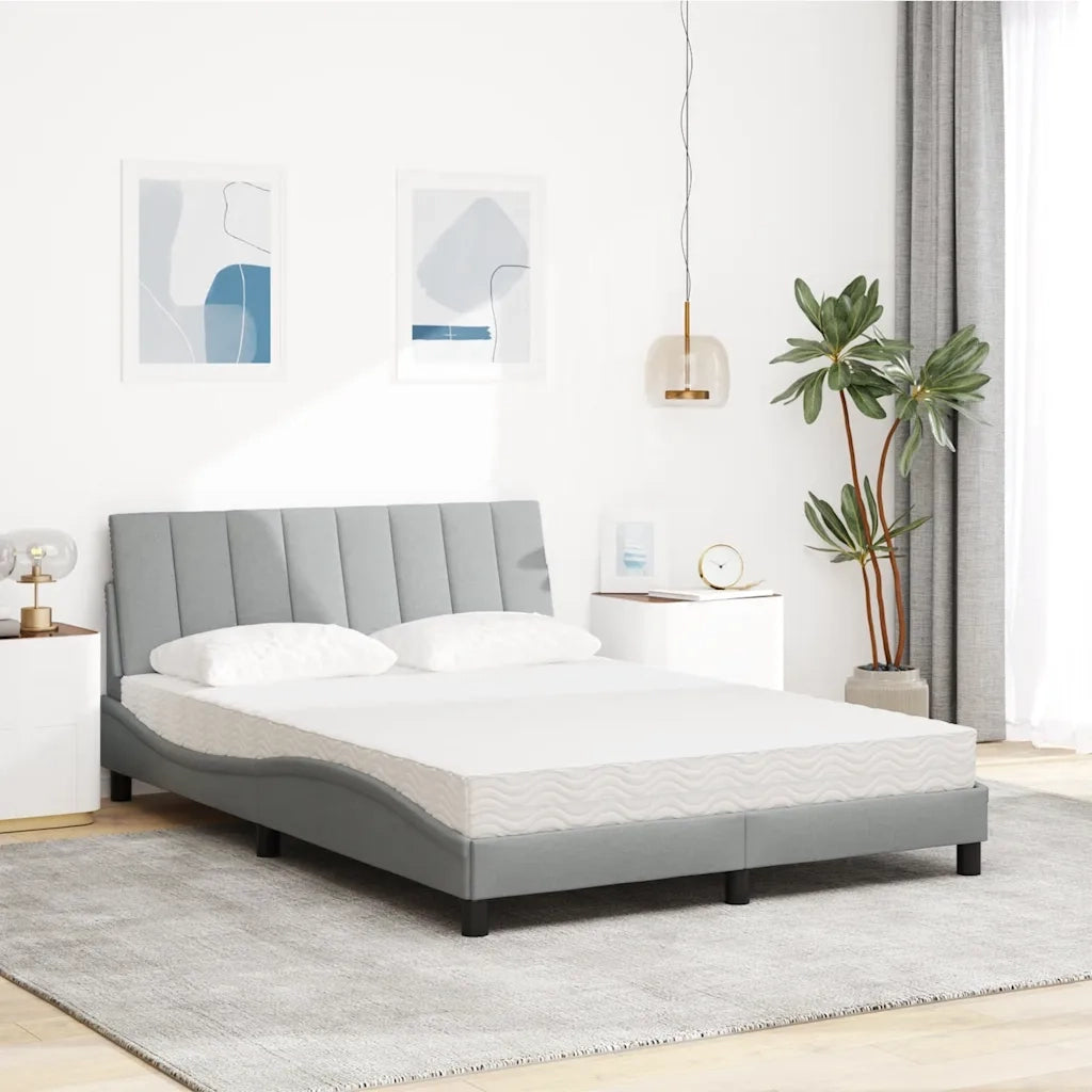vidaXL Letto con Materasso Grigio Chiaro 120x200cm Tessuto