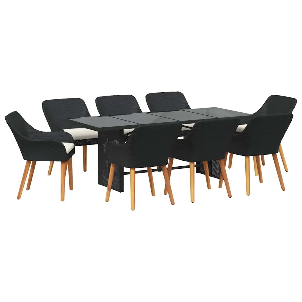 Set da Pranzo per Giardino con cuscino 9 pcs Nero polyrattan 3261622