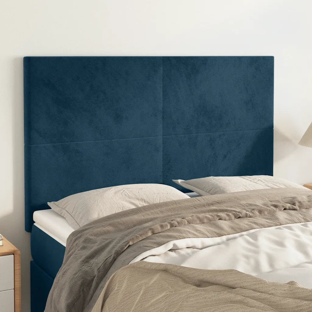 Testiera | Testata Blu Scuro 144x5x118/128 cm Velluto