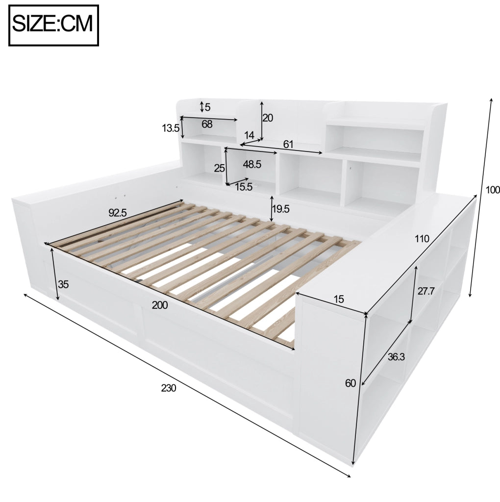 Divano letto 90x200 cm con contenitore idraulico, LED e prese bianco