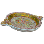 Vassoio in legno dipinto a mano verde 50x39x5h cm
