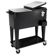 Carrello Frigo  91x39x84,5 cm Capacità 76L con Ripiano Apribottiglie e Raccoglitore Tappi in Plastica e Acciaio Nero