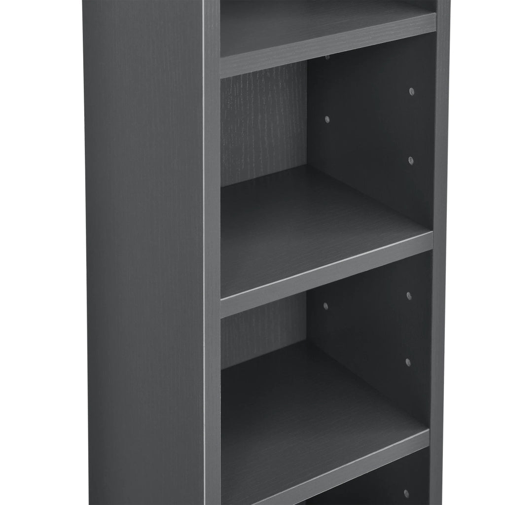 Scaffale porta CD/DVD a torre con 6 ripiani 90 x 20 x 20 cm MDF melaminico grigio scuro 03_0001679