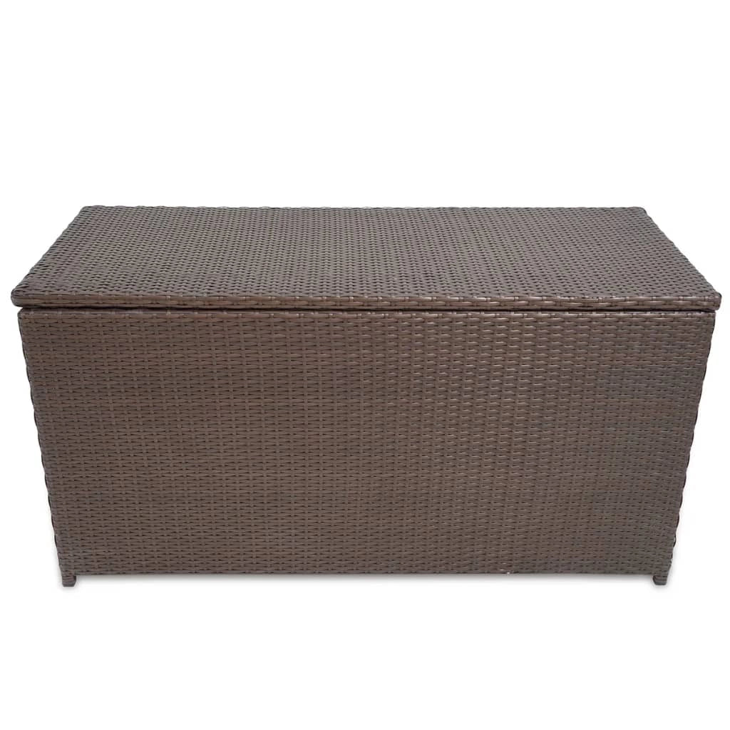 Contenitore/cassa da giardino marrone 120 x 50 x 60 cm resina intrecciata 02_0013096