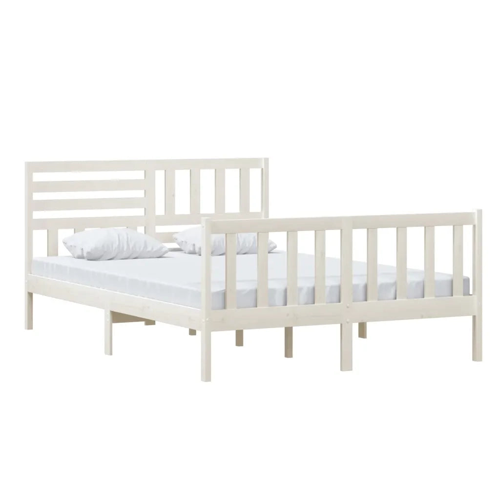 Giroletto-Struttura Letto Bianco in Legno Massello 140x200 cm 871543