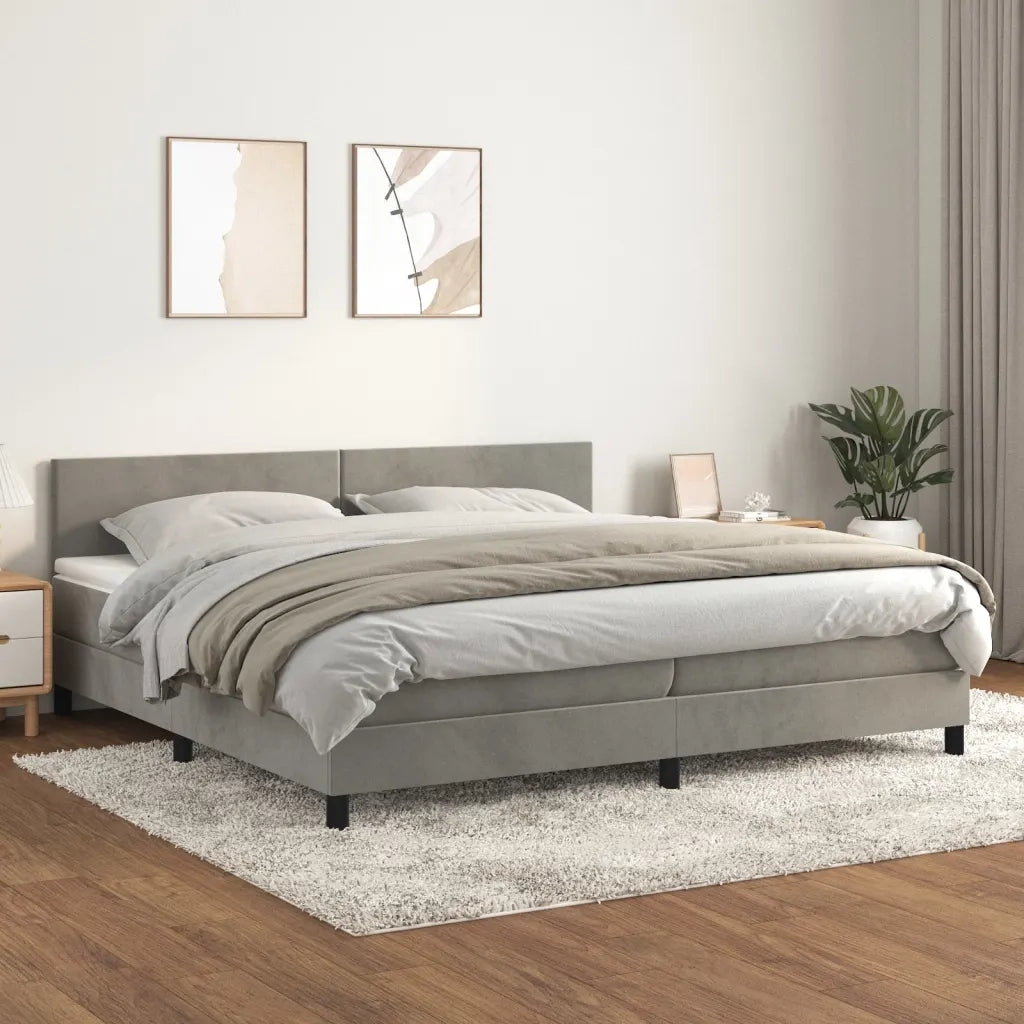 Giroletto a Molle con Materasso Grigio Chiaro 200x200cm Velluto 3141203