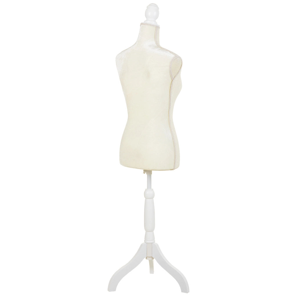 Manichino in legno e schiuma rivestito in tessuto beige 24x37,5x168h