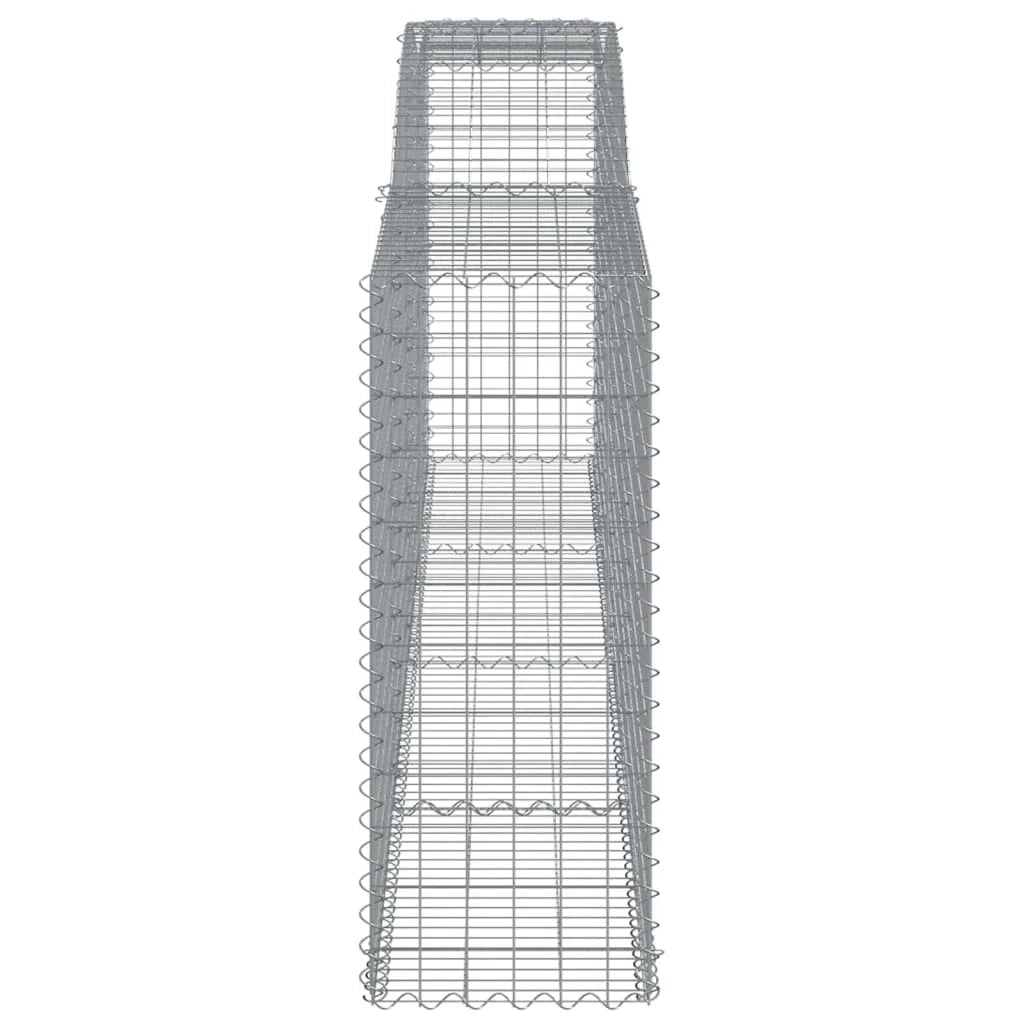 Cestini gabbioni recinzione a gabbia muro di contenimento ad arco 5 pezzi 400 x 50 x 120/140 cm ferro zincato argento 02_0040939