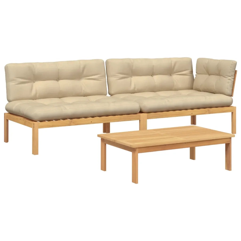 Set Divano Pallet Giardino 3pz con Cuscini Massello Acacia 3209321