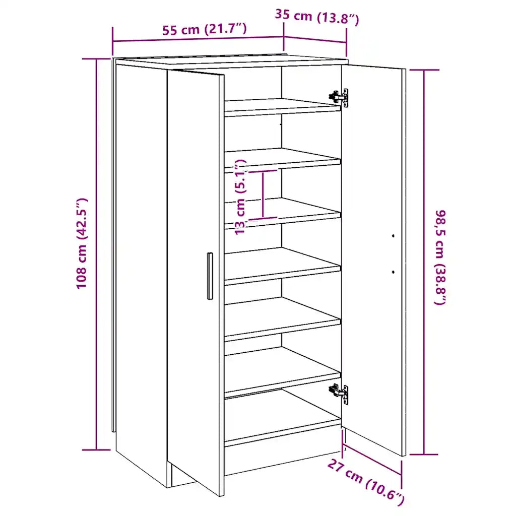 Scarpiera Grigio Cemento 55x35x108 cm in Legno Multistrato cod mxl 41059