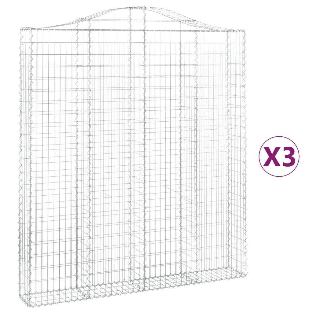 Cesti Gabbioni ad Arco 3 pz 200x30x220/240 cm Ferro Zincatocod mxl 99980